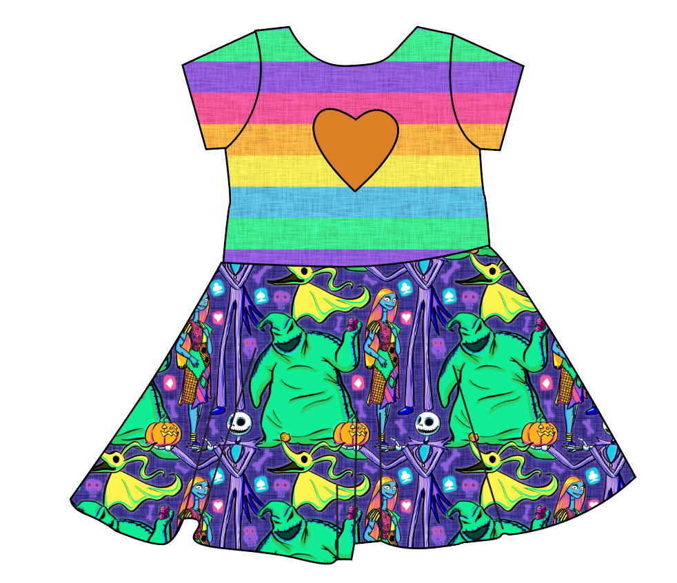 Neon Nightmare Molly Heart Back Twirly Dress