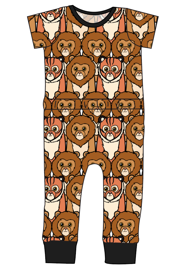 Lions and Tigers Bennett Pants and Shorts Length T-Shirt Romper
