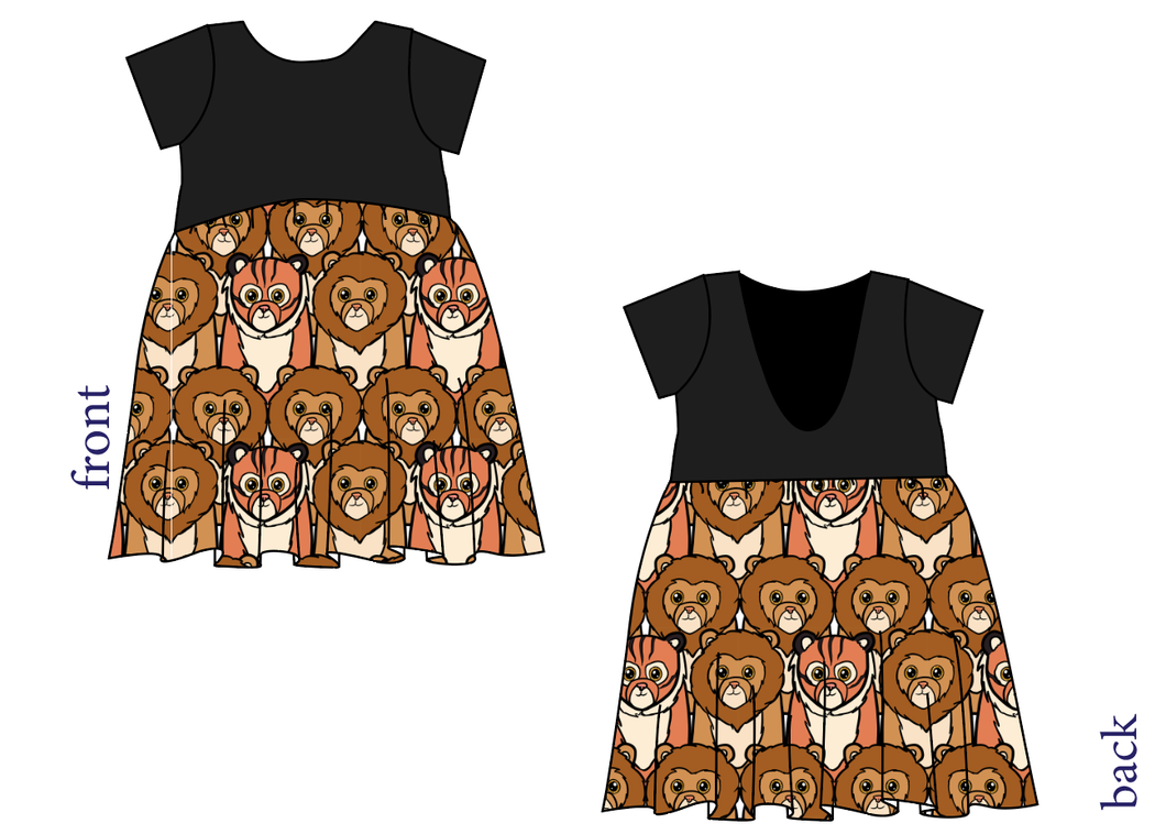 Lions and Tigers Low Back Dress