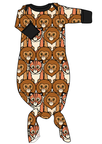 Lions and Tigers Newborn Knotted Gown