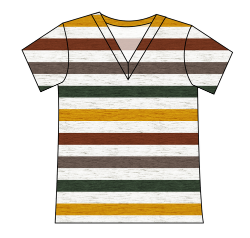 Fall Stripes Ladies' Slouchy V-Neck Tee
