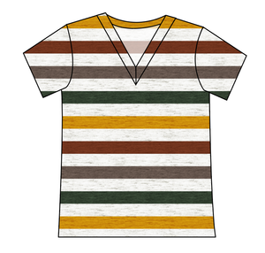 Fall Stripes Ladies' Slouchy V-Neck Tee