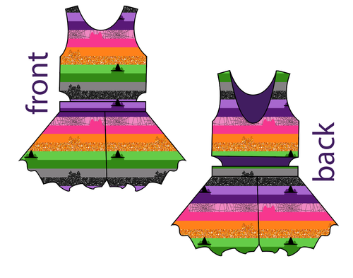 Spooky Meow Stripes Kids Playsuit