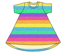 Load image into Gallery viewer, Neon Stripes Basic T-Shirt Dress