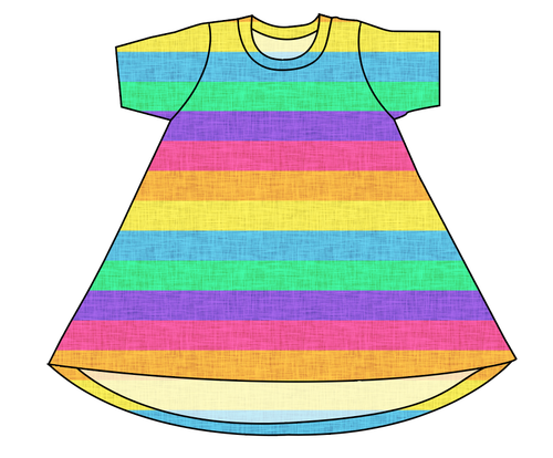 Neon Stripes Basic T-Shirt Dress