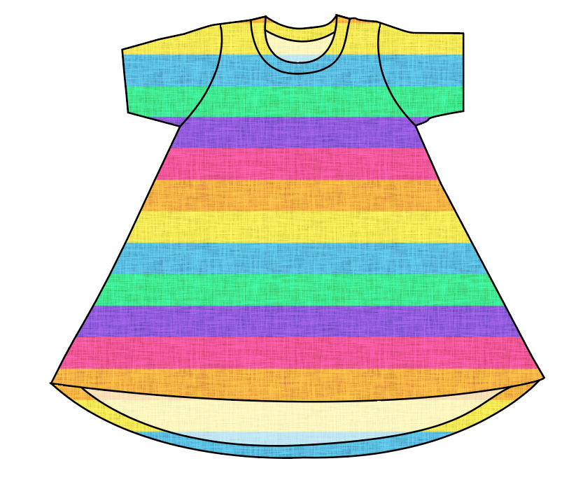 Neon Stripes Basic T-Shirt Dress