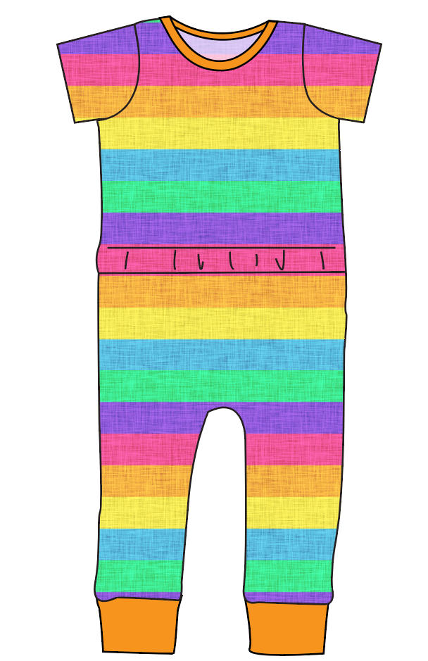 Neon Stripes Bennett Pants and Shorts Length T-Shirt Romper