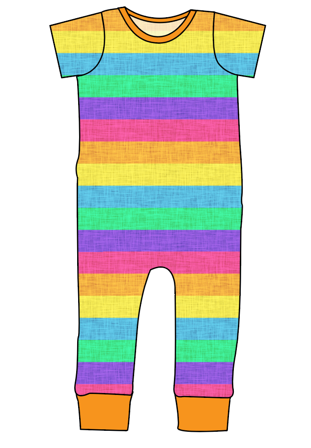 Neon Stripes Emmett Pants And Shorts T-Shirt Romper