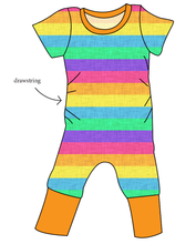 Load image into Gallery viewer, Neon Stripes Grow With Me Pants And Shorts Romper