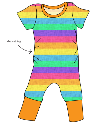 Neon Stripes Grow With Me Pants And Shorts Romper