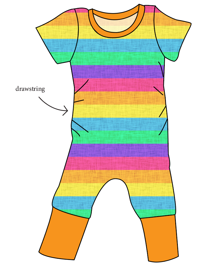 Neon Stripes Grow With Me Pants And Shorts Romper