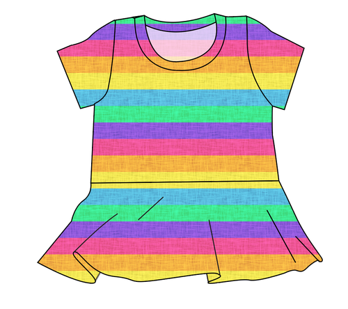 Neon Stripes Ladies' Peplum Top