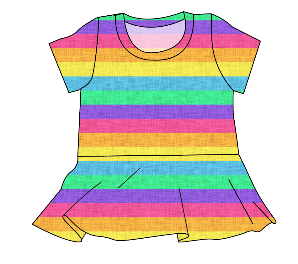 Neon Stripes Ladies' Peplum Top
