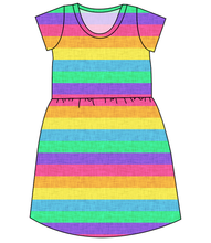 Load image into Gallery viewer, Neon Stripes Ladies&#39; Play Dress