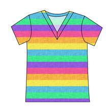 Load image into Gallery viewer, Neon Stripes Ladies&#39; Slouchy V-Neck Tee