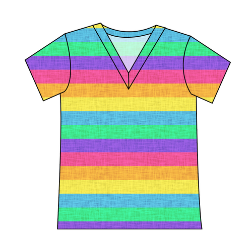 Neon Stripes Ladies' Slouchy V-Neck Tee