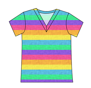Neon Stripes Ladies' Slouchy V-Neck Tee