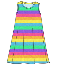Load image into Gallery viewer, Neon Stripes Ladies&#39; Swing Dress