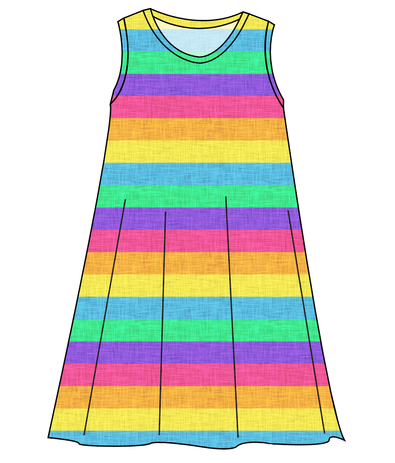 Neon Stripes Ladies' Swing Dress