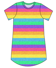 Load image into Gallery viewer, Neon Stripes Ladies&#39; T-Shirt Dress