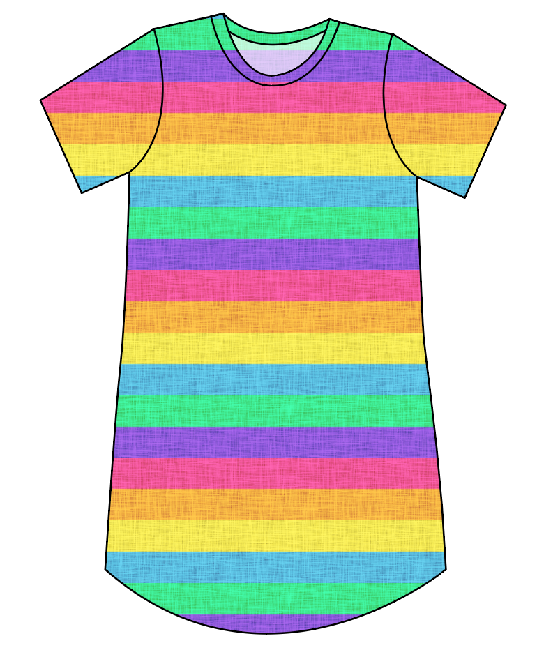 Neon Stripes Ladies' T-Shirt Dress