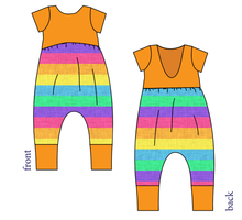 Load image into Gallery viewer, Neon Stripes Low Back Romper and Bubble Romper
