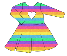 Load image into Gallery viewer, Neon Stripes Molly Heart Back Twirly Dress