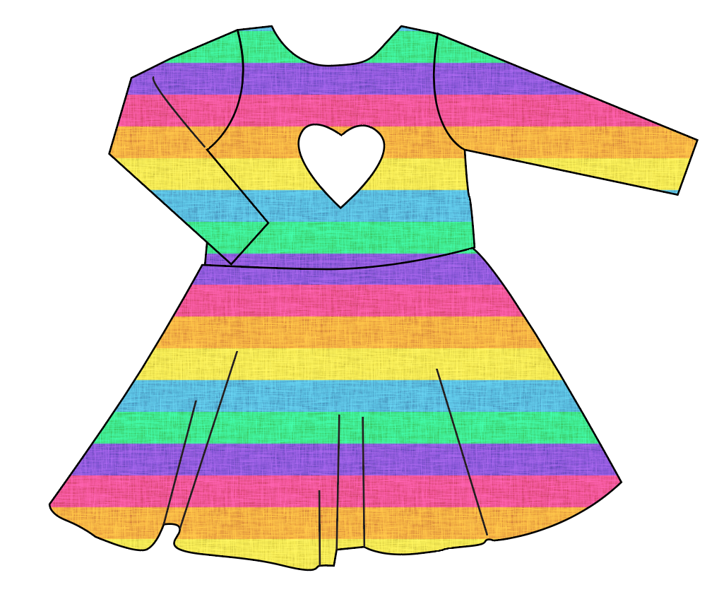 Neon Stripes Molly Heart Back Twirly Dress