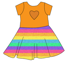 Load image into Gallery viewer, Neon Stripes Molly Heart Back Twirly Dress