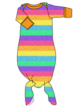 Load image into Gallery viewer, Neon Stripes Newborn Knotted Gown