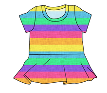 Load image into Gallery viewer, Neon Stripes Peplum Top