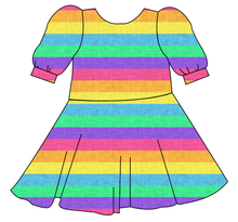 Load image into Gallery viewer, Neon Stripes Prairie Dress
