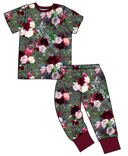 Heathered Floral Basic Loungewear Set