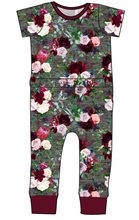 Load image into Gallery viewer, Heathered Floral Bennett Pants and Shorts Length T-Shirt Romper