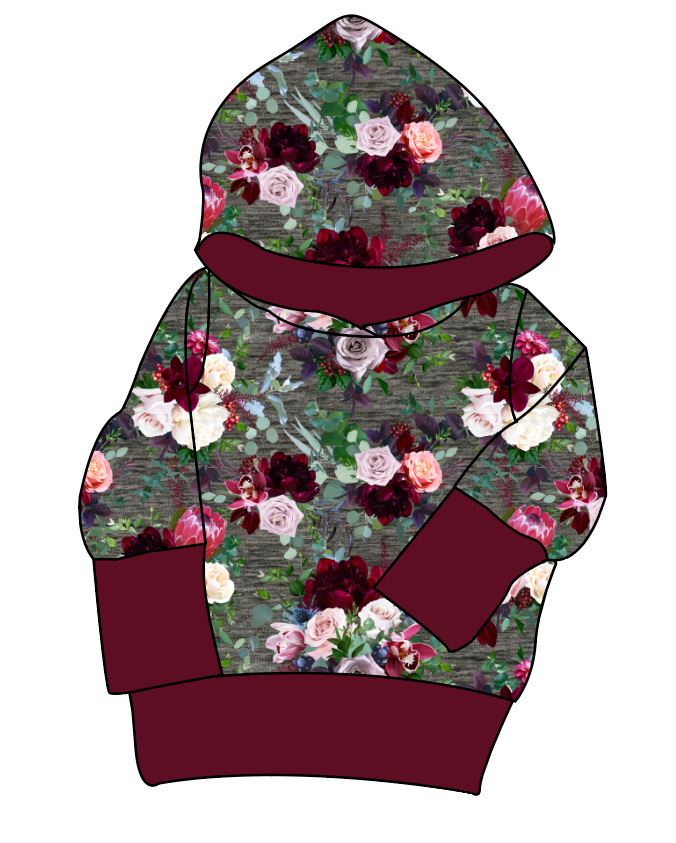 Heathered Floral Grow With Me Hoodie (or Crewneck)