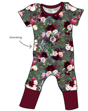 Load image into Gallery viewer, Heathered Floral Grow With Me Pants And Shorts Romper