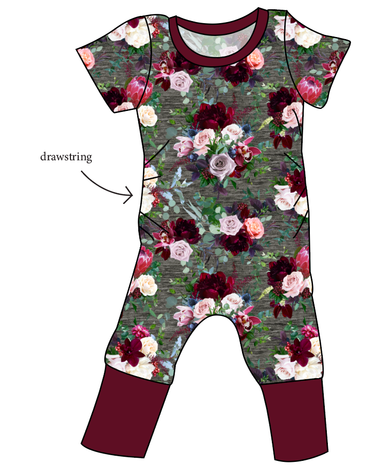 Heathered Floral Grow With Me Pants And Shorts Romper