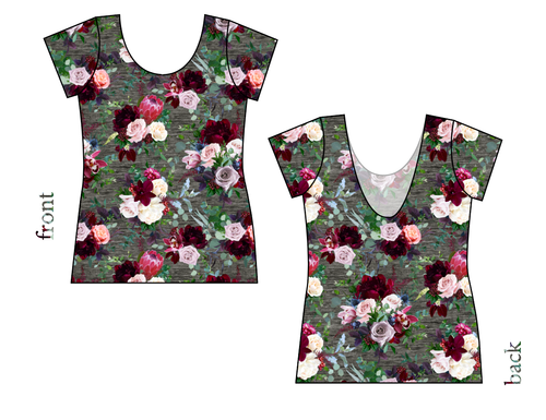 Heathered Floral Ladies' Low Back Ballerina Tee