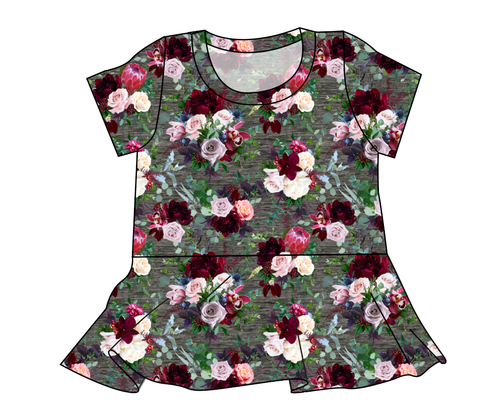 Heathered Floral Ladies' Peplum Top