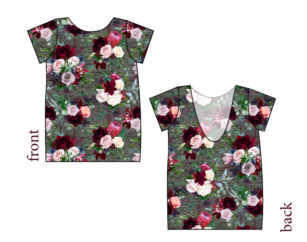 Heathered Floral Low Back Ballerina Tee