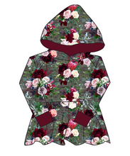 Load image into Gallery viewer, Heathered Floral Peplum Hoodie (or Crewneck)