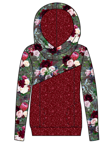 Heathered Floral Ladies Hoodie