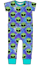Load image into Gallery viewer, Green Aliens Bennett Pants and Shorts Length T-Shirt Romper