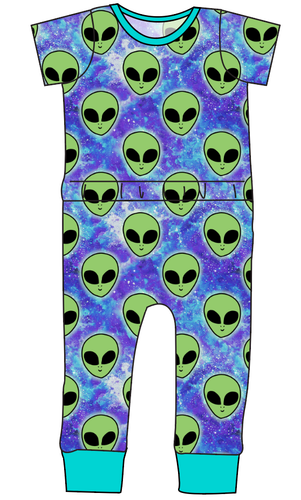 Green Aliens Bennett Pants and Shorts Length T-Shirt Romper