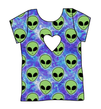 Load image into Gallery viewer, Green Aliens Cambria Heart Back Tee