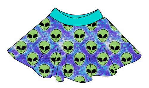 Green Aliens Circle Skirt