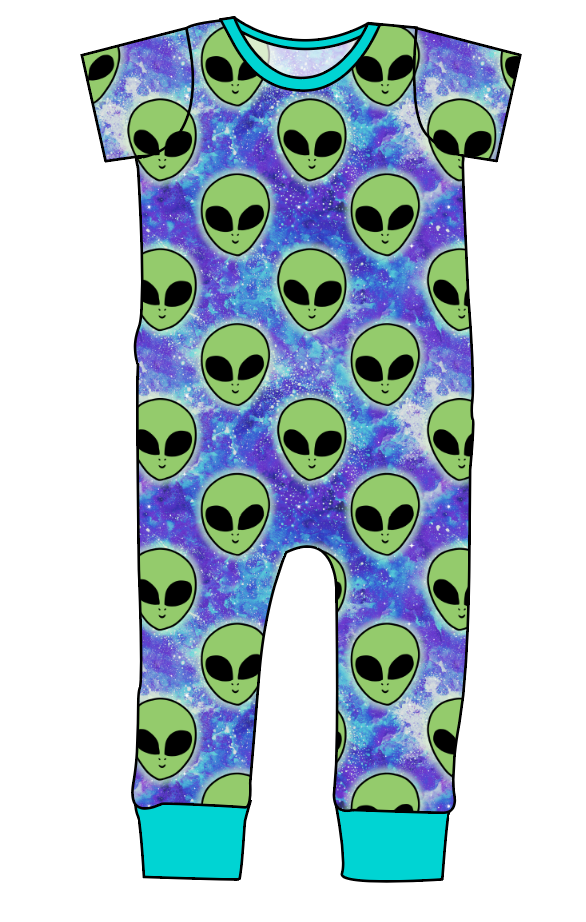 Green Aliens Emmett Pants And Shorts T-Shirt Romper