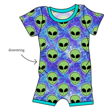 Load image into Gallery viewer, Green Aliens Grow With Me Pants And Shorts Romper