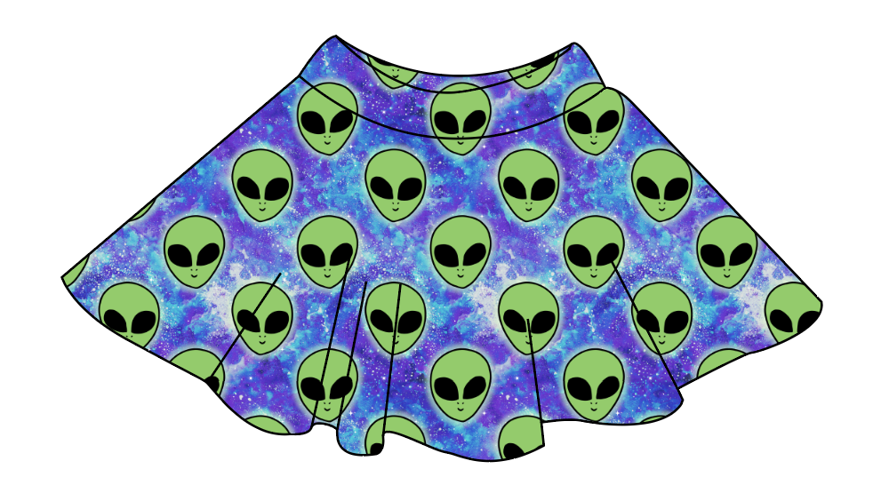 Green Aliens Ladies' Circle Skirt