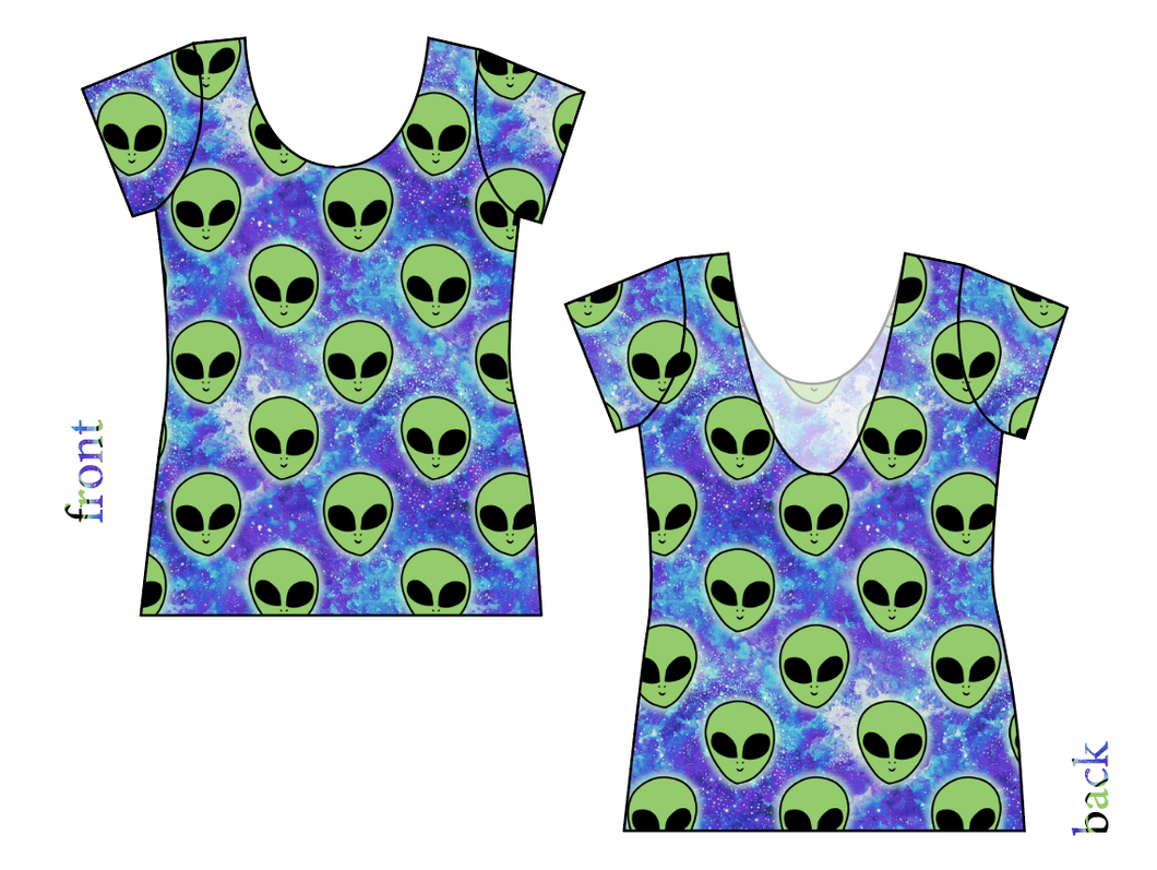 Green Aliens Ladies' Low Back Ballerina Tee